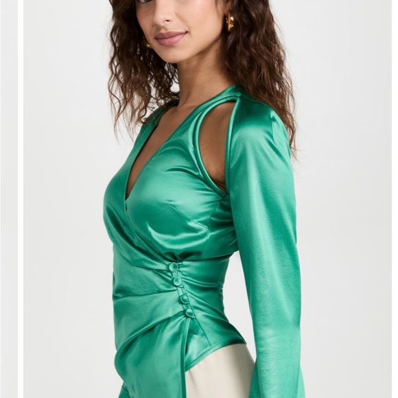 New Nanushka Silk Wrap Top - Picture 3 of 5